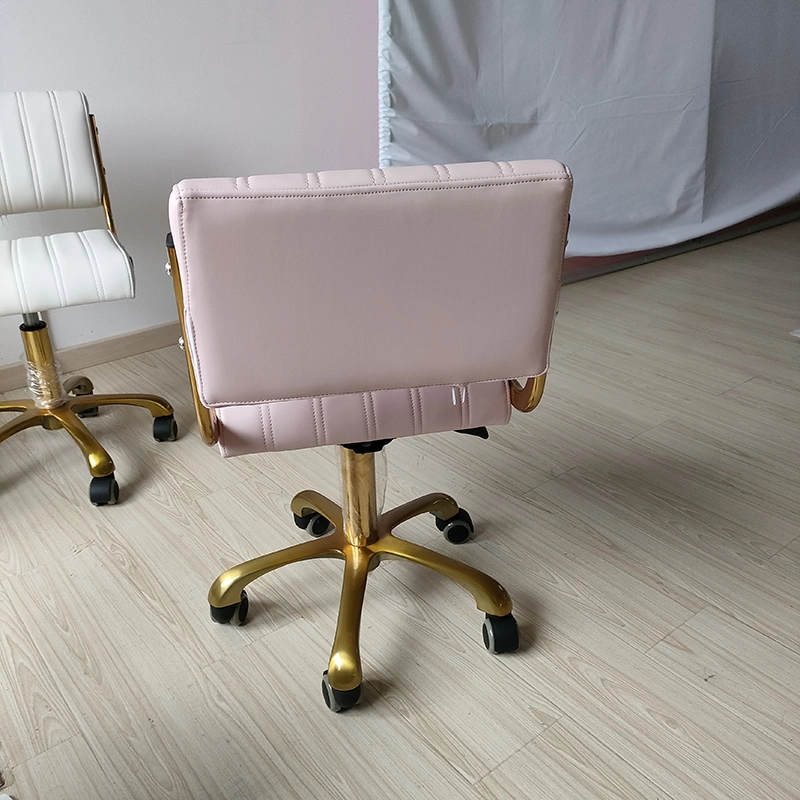 Hot Sale Nail Salon Equipment Rotating Pedicure Stool Pink and Gold Technician Stool