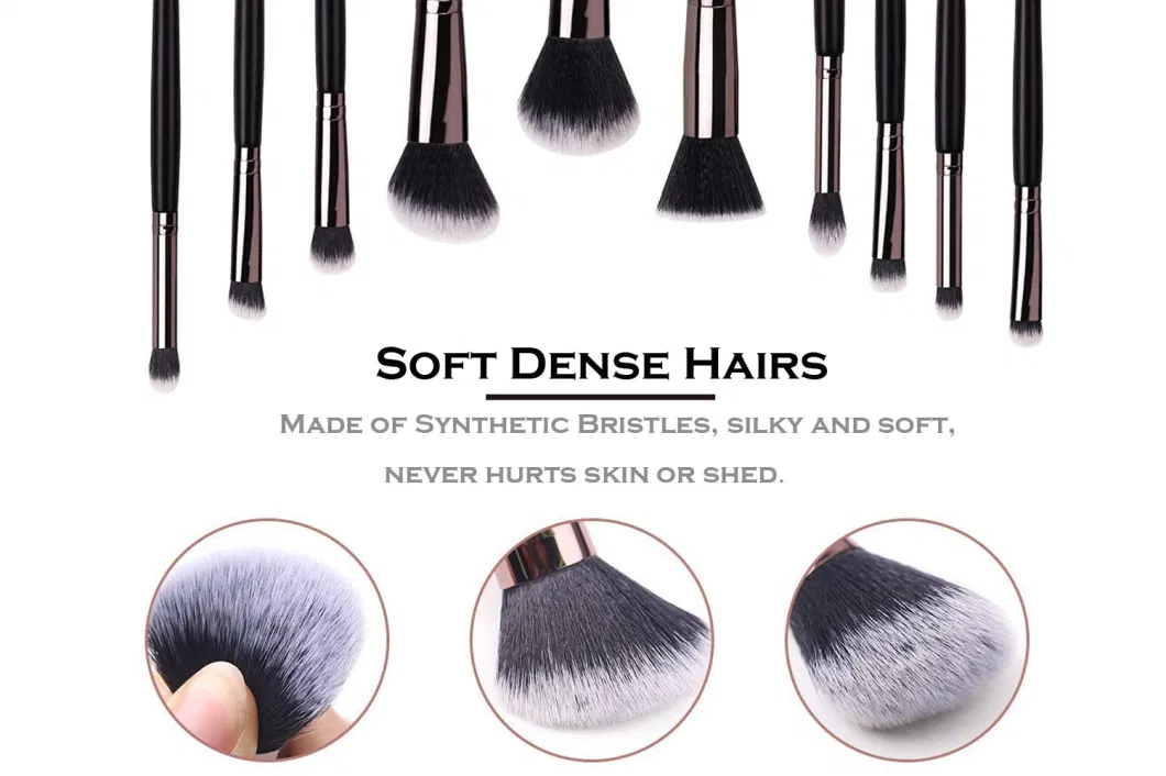 Wholesale Professional High Quality Black Vegan Cosmetic Brush Beauty Tools Makeup Brush Sets with PU Bag Makeup Brush