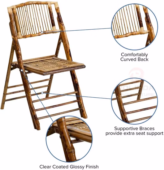 Bambus-Holz-Klappstuhl aus Metall mit Fix-Veranstaltung, braun, für Hotel, Bar